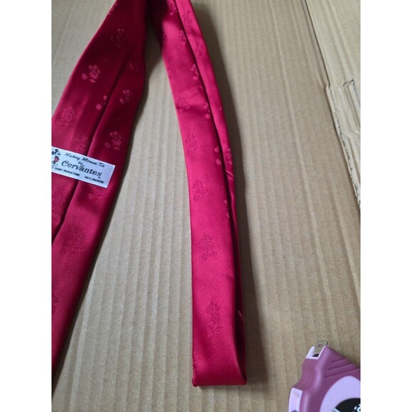 Mickey Mouse Cervantes Tie Disney Necktie Red Polyester Collectible - Picture 5 of 5
